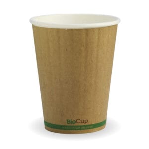BiopPak Kraft Green Stripe Double Wall BioCups