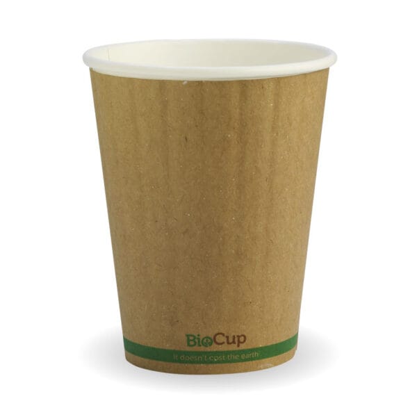 BiopPak Kraft Green Stripe Double Wall BioCups