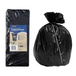 Ecopack 80L Recycled Plastic Garbage Bin Liners with String Tie (Black)