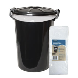 Ecopack 80L Recycled Plastic Garbage Bin Liners with String Tie (White)